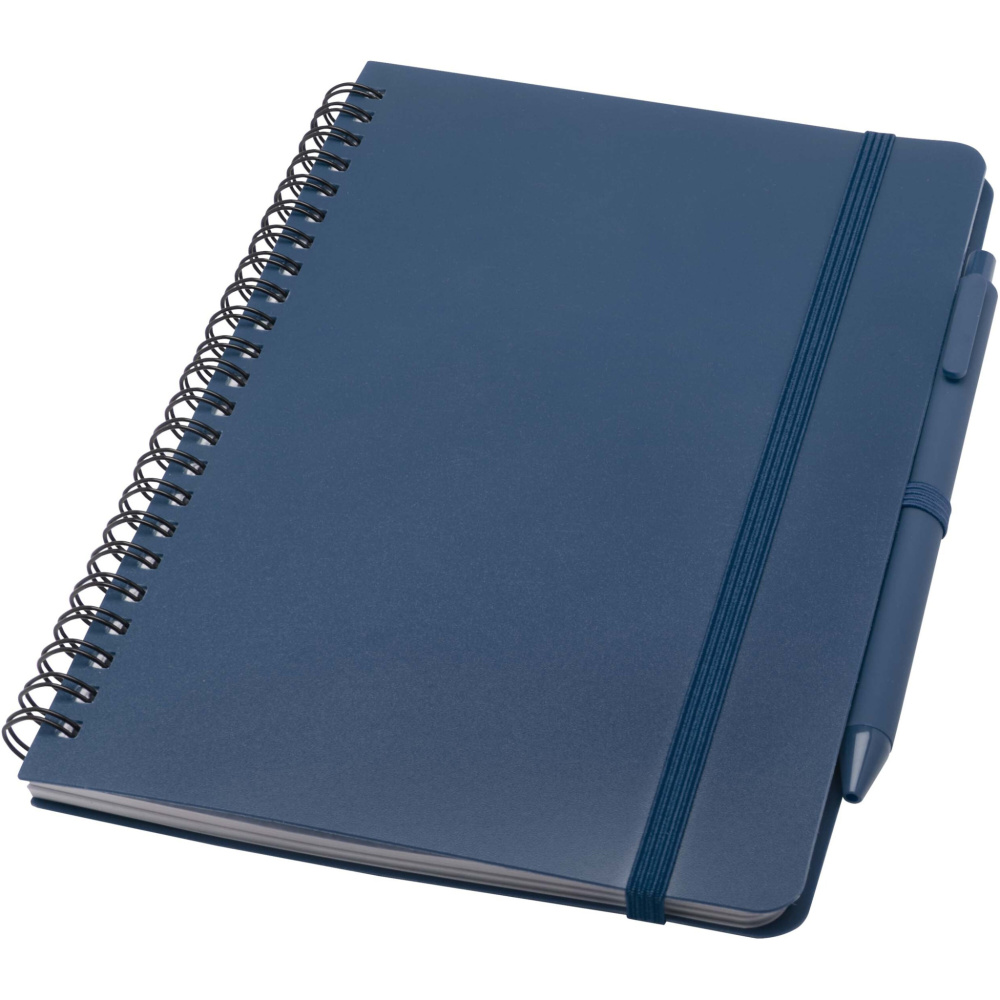 Logo trade promotional gift photo of: Thalaasa A5 ocean-bound hard cover notebook with ballpoint pen (black ink)