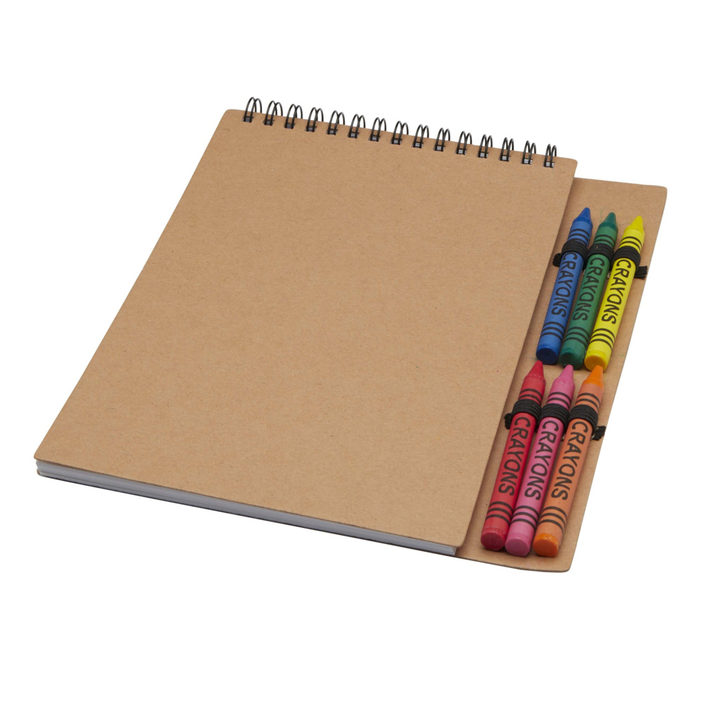 Logotrade promotional item image of: Doodle A5 spiral soft cover notebook and crayon set