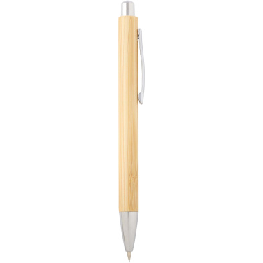 Logo trade promotional gift photo of: Oblys bamboo ballpoint pen and mechanical pencil set (black ink)