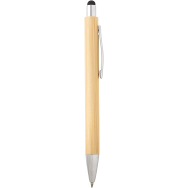 Logo trade promotional item photo of: Oblys bamboo ballpoint pen and mechanical pencil set (black ink)