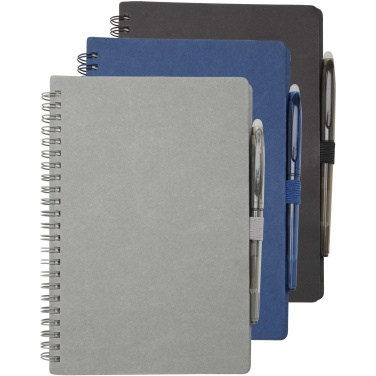 Logo trade promotional giveaway photo of: Slate reusable soft cover notebook and pen set (black ink)