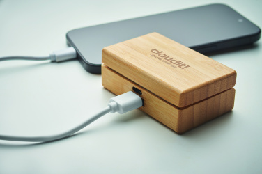 Logo trade business gift photo of: TWS earbuds in bamboo case