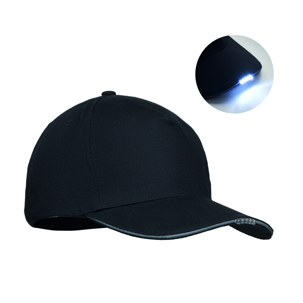 Logo trade promotional merchandise photo of: 5 panel LED cotton cap 220gr/m²