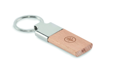 Logo trade promotional merchandise image of: Key ring with rubber wood