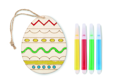 Logo trade promotional giveaways picture of: Wooden egg painting set