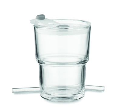 Logo trade promotional gifts picture of: Glass tumbler with straw 400ml