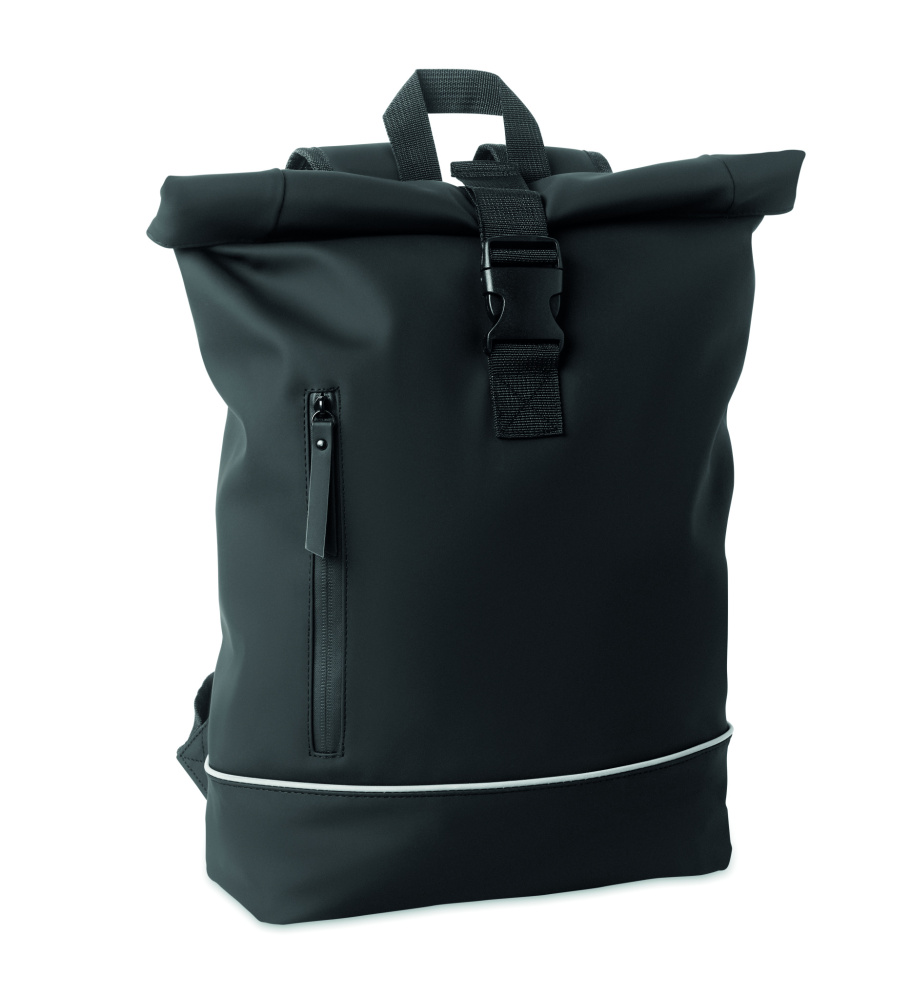 Logo trade promotional giveaways image of: Laptop 15" roll top PU backpack