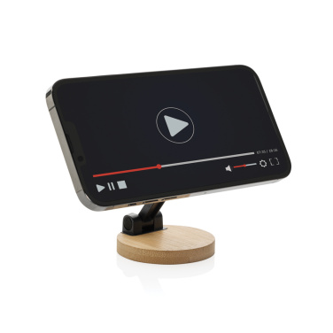 Logo trade corporate gift photo of: Magmount RCS recycled plastic and bamboo phone stand