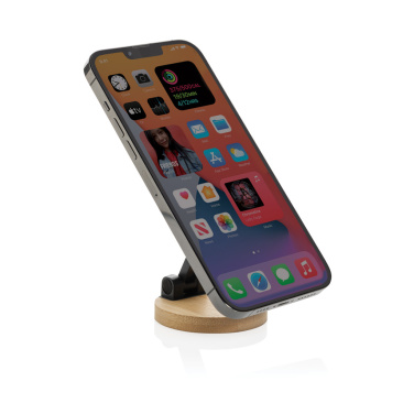 Logotrade promotional products photo of: Magmount RCS recycled plastic and bamboo phone stand