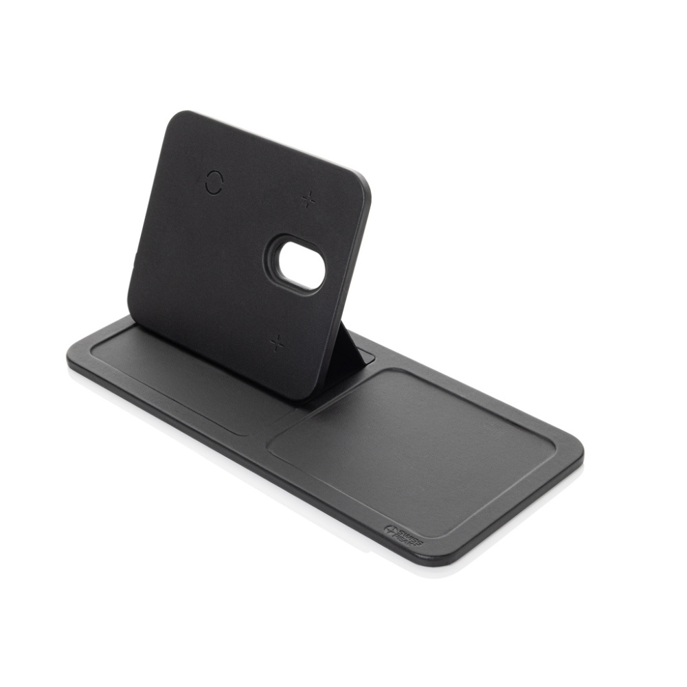 Logotrade promotional merchandise photo of: Swiss Peak 3 in 1 RCS recycled PU wireless charger desk tray