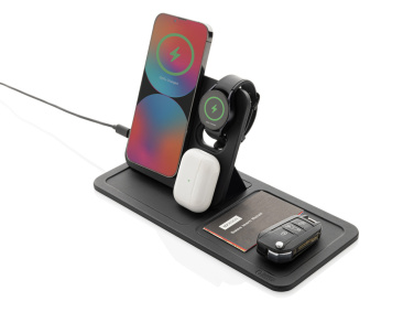 Logotrade business gift image of: Swiss Peak 3 in 1 RCS recycled PU wireless charger desk tray