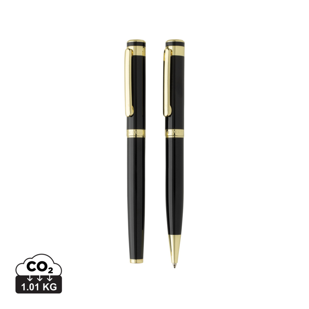 Logo trade corporate gifts image of: Swiss Peak Luca RCS recycled brass deluxe pen set