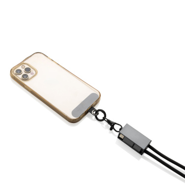 Logo trade promotional product photo of: Terra RCS recycled PET phone cord with dual charge cable