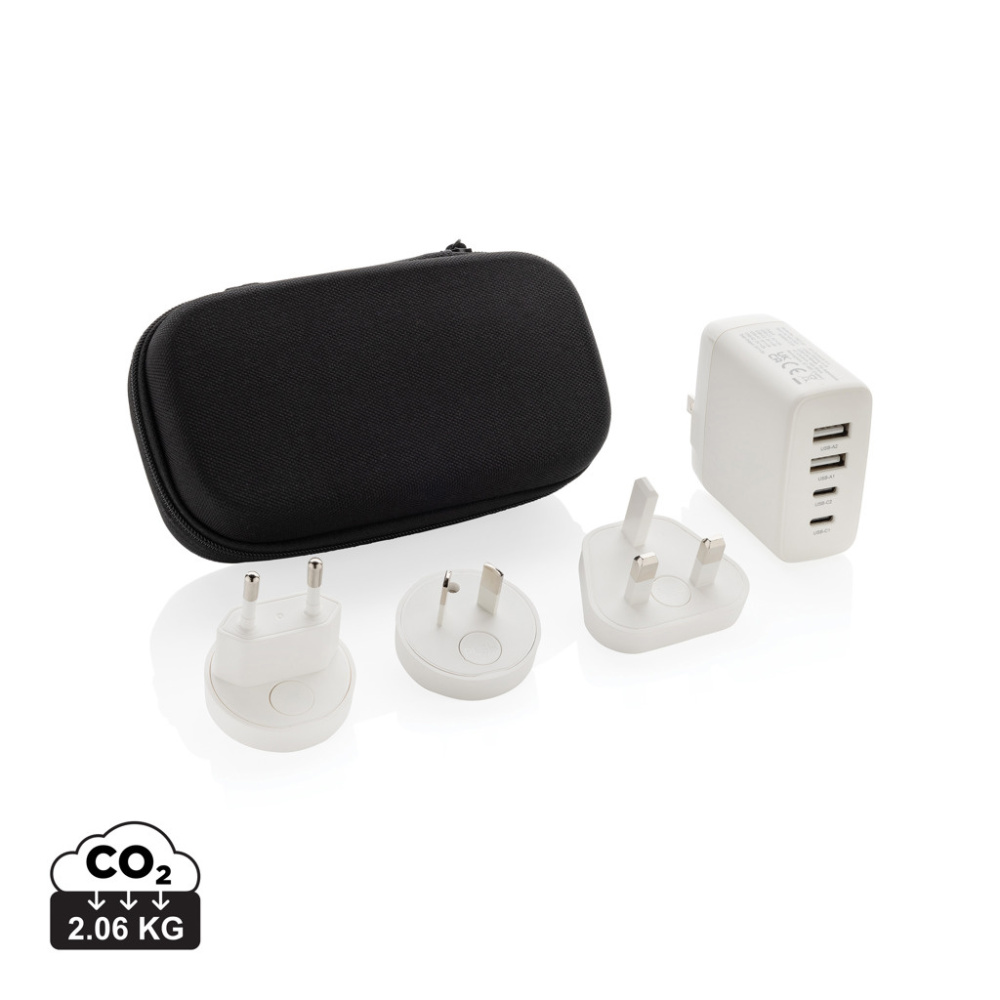 Logo trade advertising products image of: TravelCharge Pro RCS rplastic travel charger with USB C