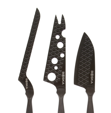 Logo trade business gifts image of: BOSKA Cheese Knife Set Monaco+ Black