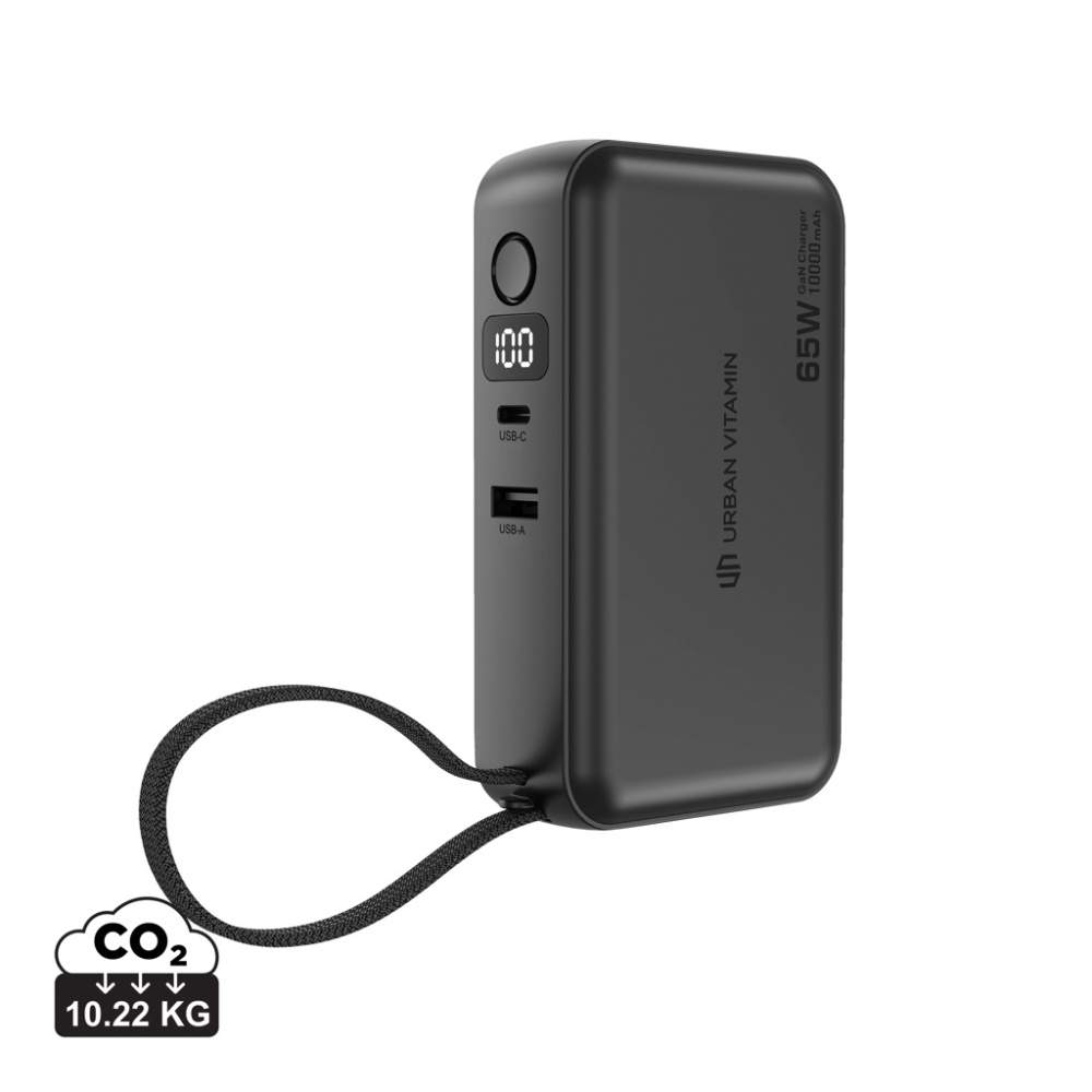 Logo trade business gifts image of: Urban Vitamin Eureka hybrid GANcharger 10000mah powerbank65W