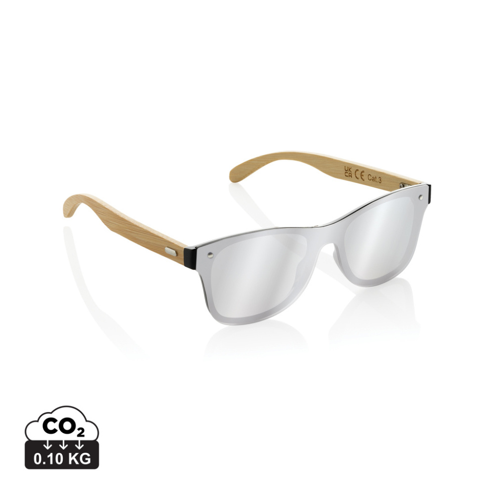 Logo trade promotional gifts image of: Prism RCS recycled plastic sunglasses with bamboo frame