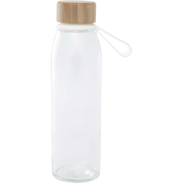 Logo trade promotional item photo of: Porto 500 ml glass water bottle with silicone handle and bamboo lid