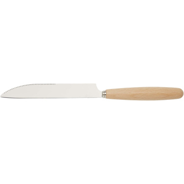 Logo trade promotional items image of: Root 5-piece stainless steel and beech wood cutlery set