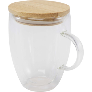 Logotrade promotional products photo of: Leona 350 ml glass cup with bamboo lid
