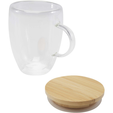 Logo trade corporate gifts picture of: Leona 350 ml glass cup with bamboo lid