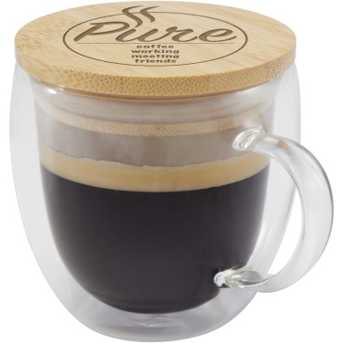 Logo trade promotional items image of: Lenora 250 ml glass cup with bamboo lid