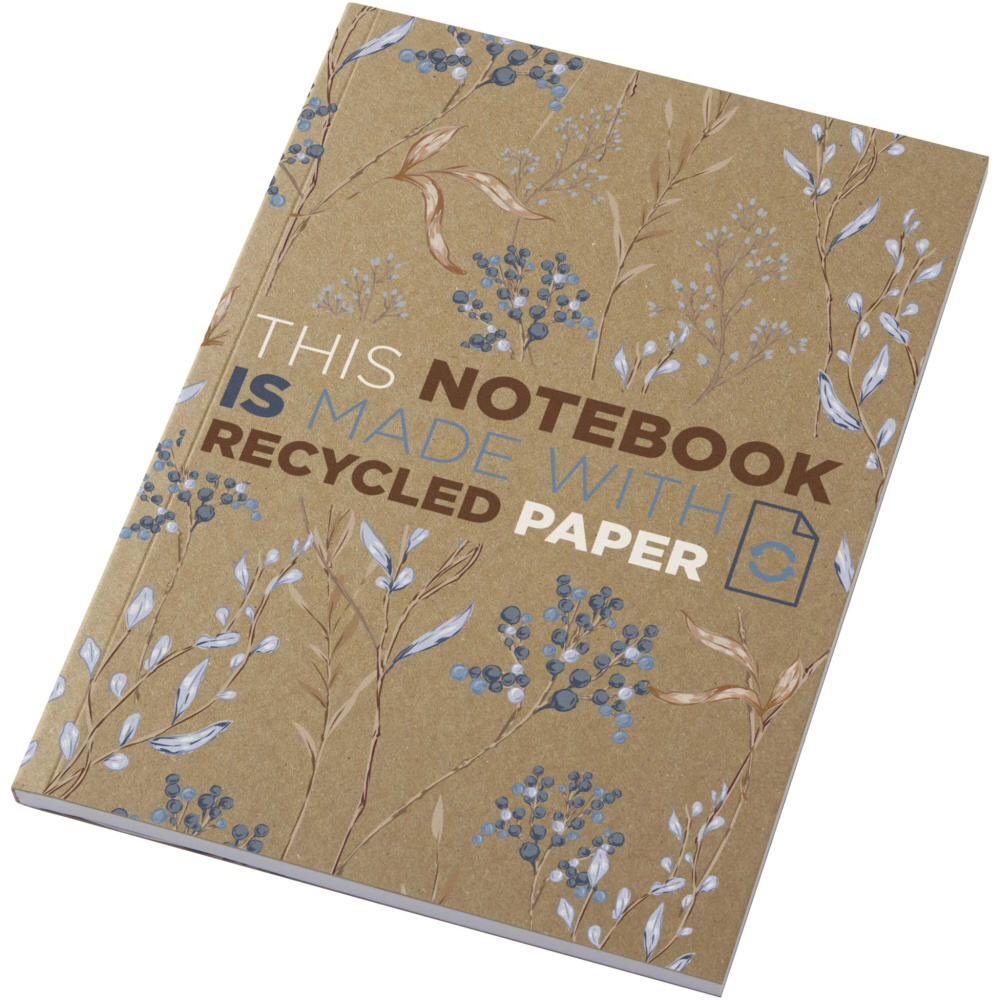 Logo trade promotional merchandise image of: Novella Austen A5 recycled soft cover kraft notebook - 50 sheets 