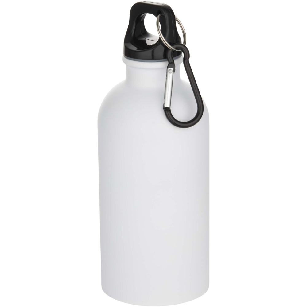 Logotrade promotional item picture of: Oregon 400 ml matte RCS recycled single wall stainless steel water bottle with carabiner