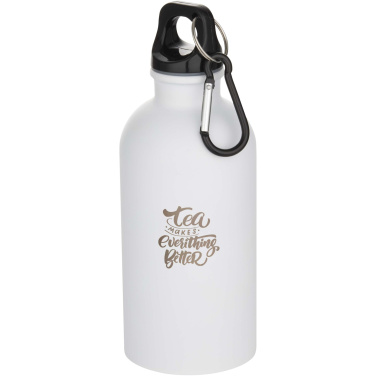 Logotrade promotional item image of: Oregon 400 ml matte RCS recycled single wall stainless steel water bottle with carabiner