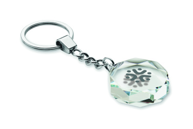 Logo trade corporate gifts image of: Glass round award key ring