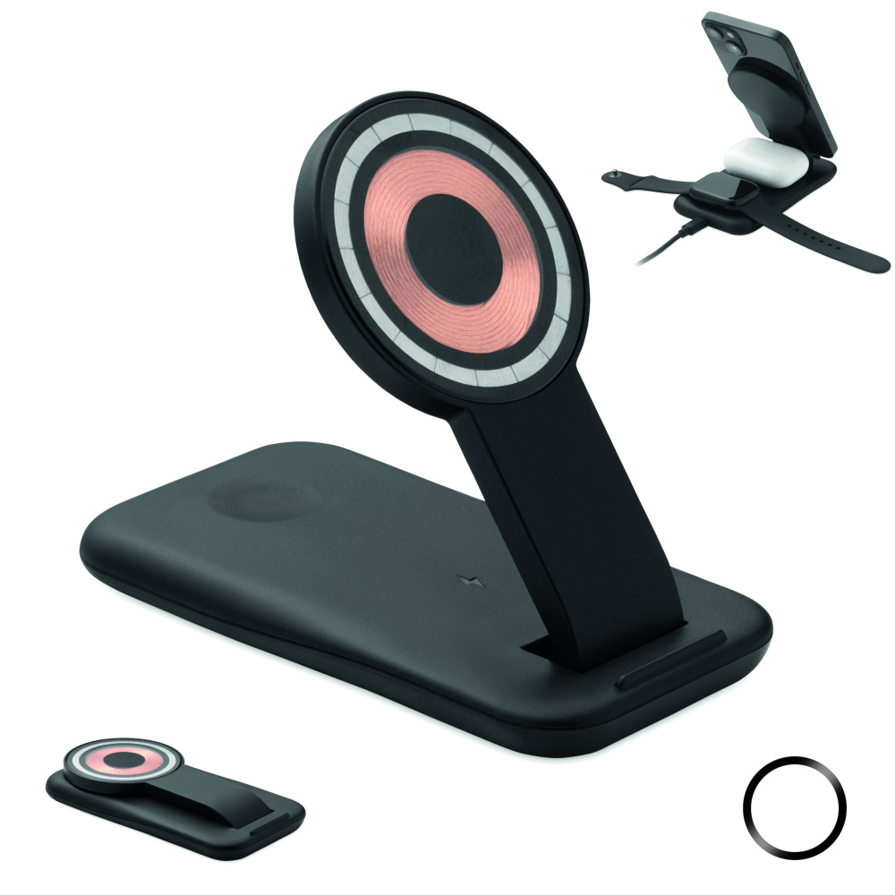 Logo trade advertising product photo of: 3 in 1 wireless charger 15W