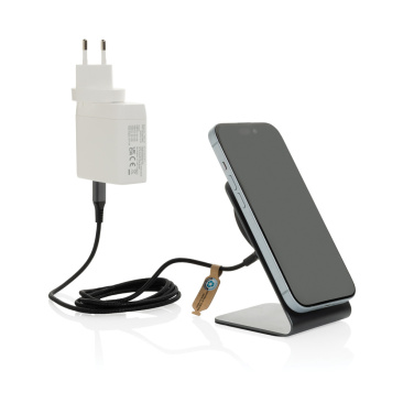 Logo trade promotional items image of: Terra aluminium 15W magnetic wireless charging phone stand