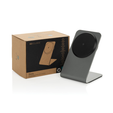 Logo trade promotional item photo of: Terra aluminium 15W magnetic wireless charging phone stand