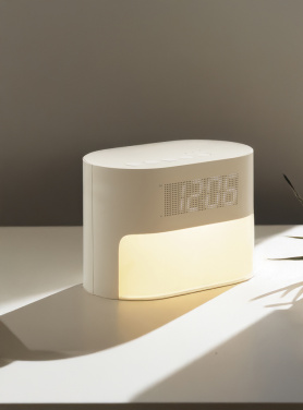 Logo trade promotional merchandise image of: LumaRise RCS reycled plastic white noise alarm clock