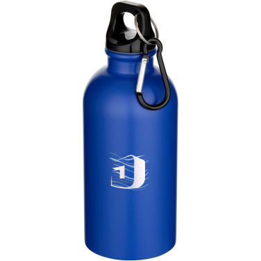 Logo trade business gifts image of: Oregon 400 ml matte RCS recycled single wall stainless steel water bottle with carabiner
