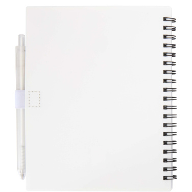 Logo trade promotional merchandise image of: Niove recycled plastic soft cover notebook and ballpoint pen set (blue ink)