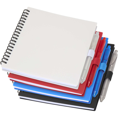 Logotrade promotional product image of: Niove recycled plastic soft cover notebook and ballpoint pen set (blue ink)