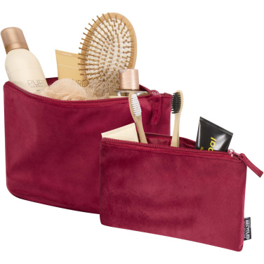 Logo trade promotional gifts image of: Swift GRS recycled velvet toiletry bag set