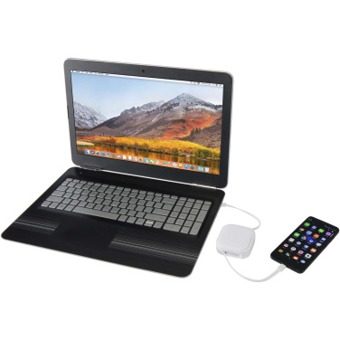 Logo trade promotional merchandise image of: Gloas 5-in-1 recycled retractable data sync and 100W fast charge cable with smartphone tool kit