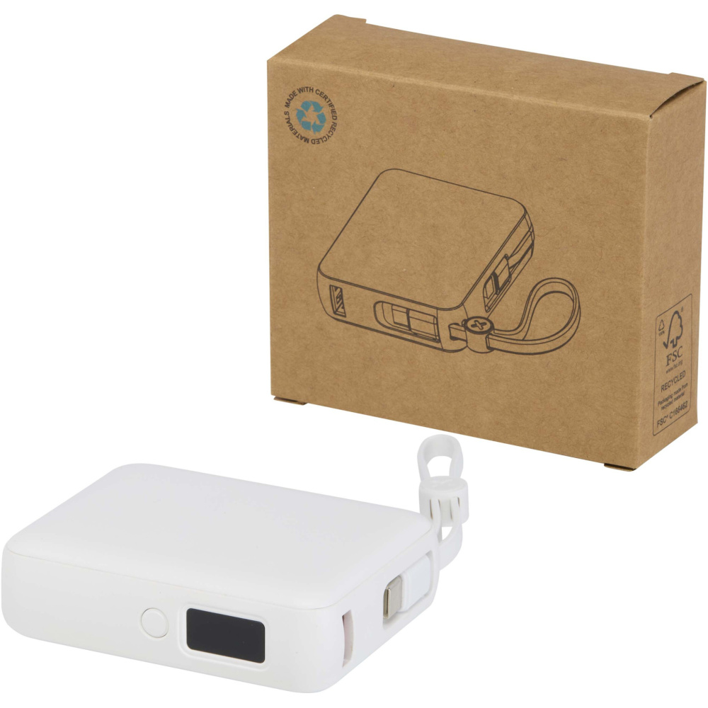 Logotrade business gifts photo of: Acrux 10.000 mAh 35W tablet power bank with built in Type-C cable - made from recycled plastic