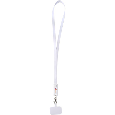 Logo trade promotional merchandise picture of: Franz recycled plastic smartphone lanyard with built-in data sync and 65W fast charge 5-in-1 cable