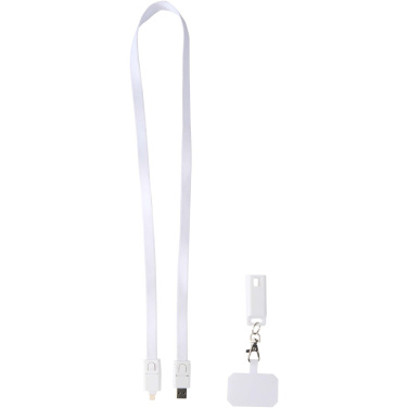 Logotrade promotional merchandise picture of: Franz recycled plastic smartphone lanyard with built-in data sync and 65W fast charge 5-in-1 cable
