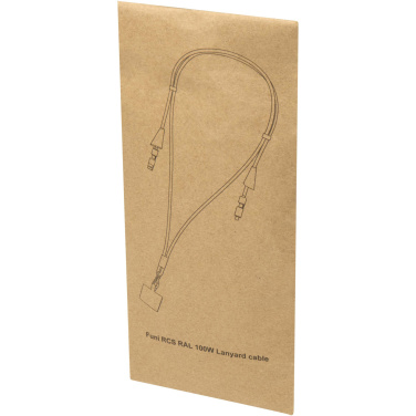 Logo trade business gifts image of: Funi recycled plastic smartphone lanyard with built-in data sync and 100W fast charge 5-in-1 cable