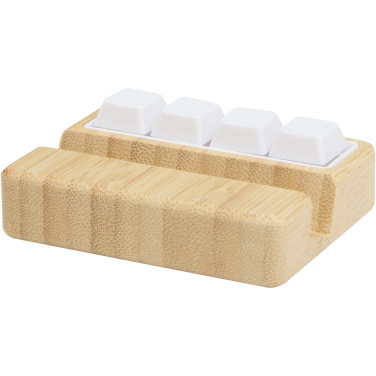 Logo trade promotional gift photo of: Algol recycled plastic phone stand and fidget toy with bamboo details