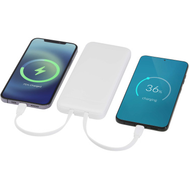 Logotrade promotional item picture of: Adhil 10.000 mAh 10W recycled plastic power bank with 2 built-in cables