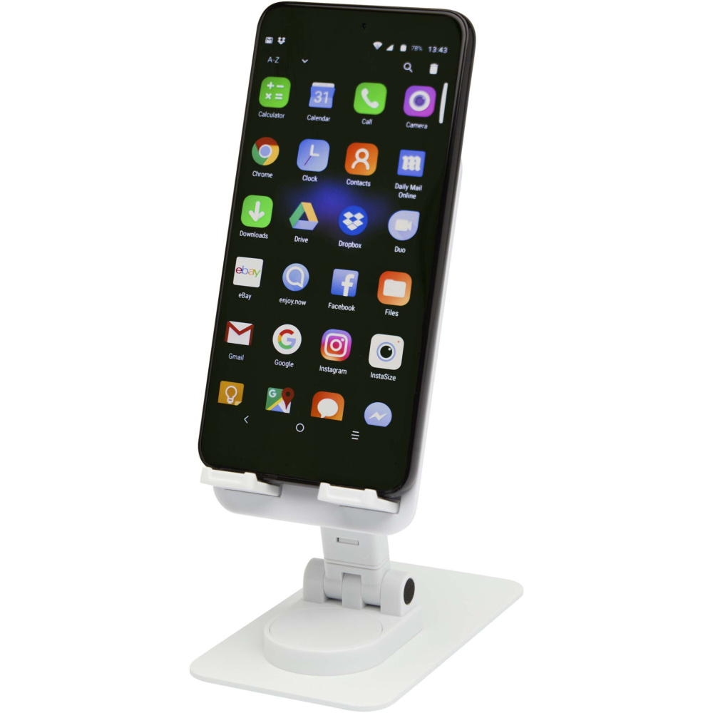 Logotrade corporate gift picture of: Alhena recycled plastic foldeable phone holder with metal desk stand