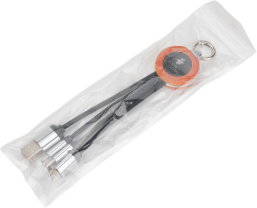 Logo trade corporate gift photo of: 4-in-1 cable with elighted logo in a wooden casing