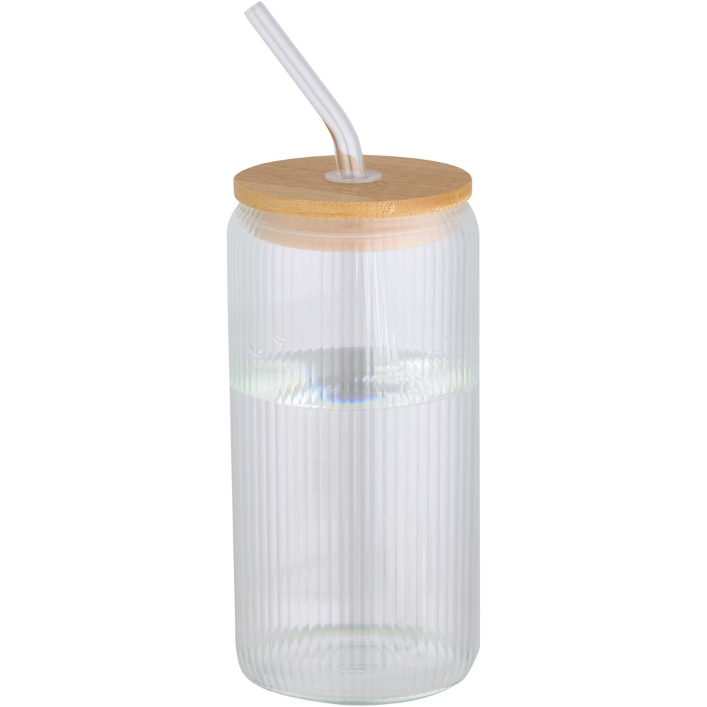 Logo trade promotional merchandise photo of: Mirage 500 ml single-walled borosilicate glass jar with bamboo lid