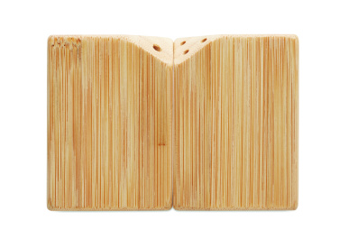 Logo trade promotional giveaways image of: Bamboo salt & pepper set