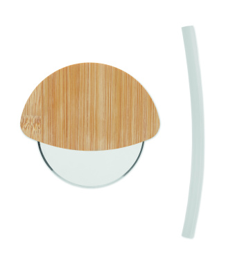 Logo trade advertising products image of: Round bamboo pizza cutter